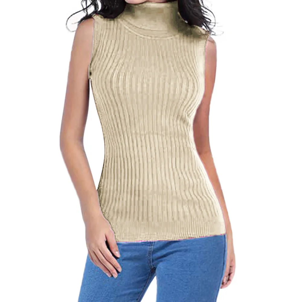 Tops Women's Fashion Solid Color Matching Sleeveless Slim Sweater Pullover Winter Sweater
Tops Women's Fashion Solid Color Matching Sleeveless Slim Sweater Pullover Winter Sweater