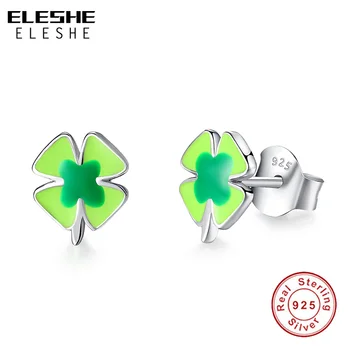 ELESHE Authentic 925 Sterling Silver Earrings for Women Children Green Enamel Four Leaf Clover Stud Earrings Jewelry Bijoux Gift
ELESHE Authentic 925 Sterling Silver Earrings for Women Children Green Enamel Four Leaf Clover Stud Earrings Jewelry Bijoux Gift