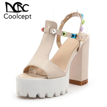 Coolcept 4 Color Size 32-43 Sexy Office Lady Platform High Heel Sandals Rivet Ankle Strap Thick Heel Sandals Summer Club Shoe
Coolcept 4 Color Size 32-43 Sexy Office Lady Platform High Heel Sandals Rivet Ankle Strap Thick Heel Sandals Summer Club Shoe