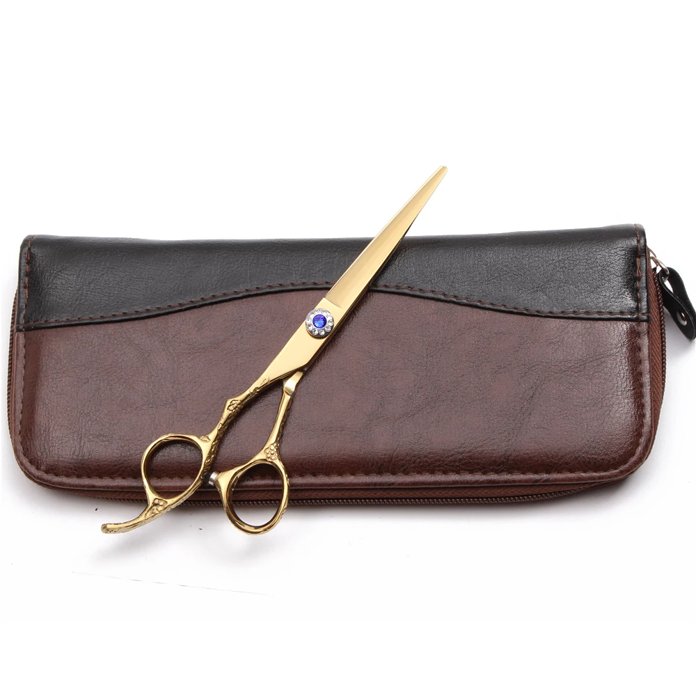 Left-Hand 5.5" 16cm Gold 440C Customized Brand Barber Scissors Cutting Shears Thinning Professional Hair C8002 | Красота и