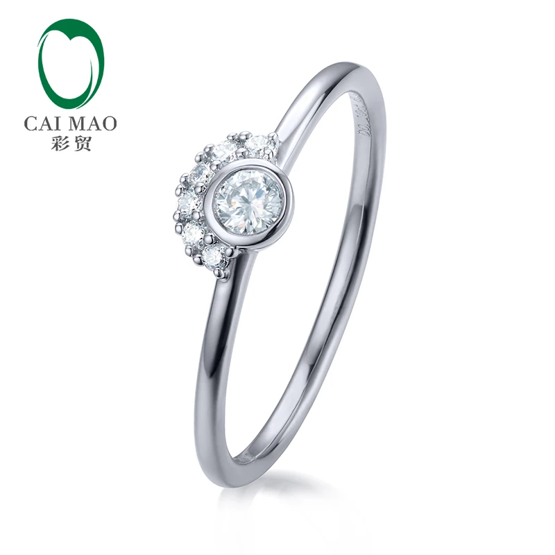 

CaiMao 0.15ctw Natural Brilliant Cut Diamonds Bezel Set 14kt Gold Engagement Wedding Ring for women