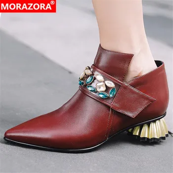 MORAZORA 2020 high quality genuine leather ankle boots women pointed toe crystal autumn Short Boots ladies dress party shoes
MORAZORA 2020 high quality genuine leather ankle boots women pointed toe crystal autumn Short Boots ladies dress party shoes