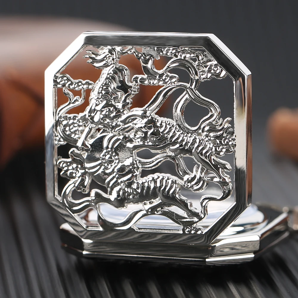 Hollow Silver Tiger Pendant Pocket Watch Men Hand Winding Mechanical Steampunk Watches Stylish Carving Pattern Smooth Dial Clock1 (1)