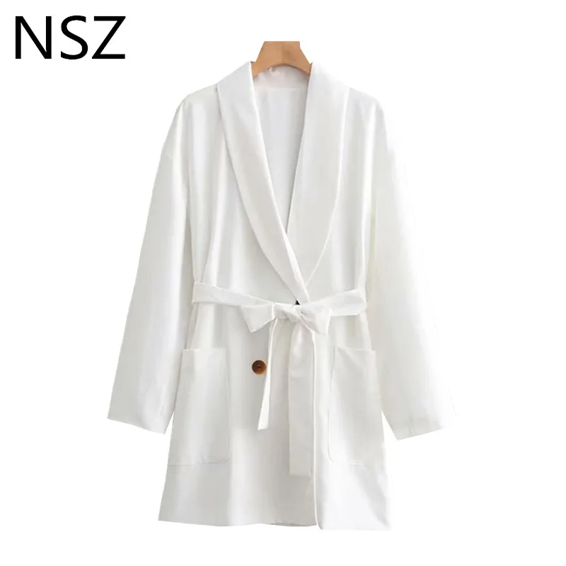NSZ Women White Blazer Long Sleeve Double Breasted Jacket With Belt Coat Outerwear
NSZ Women White Blazer Long Sleeve Double Breasted Jacket With Belt Coat Outerwear