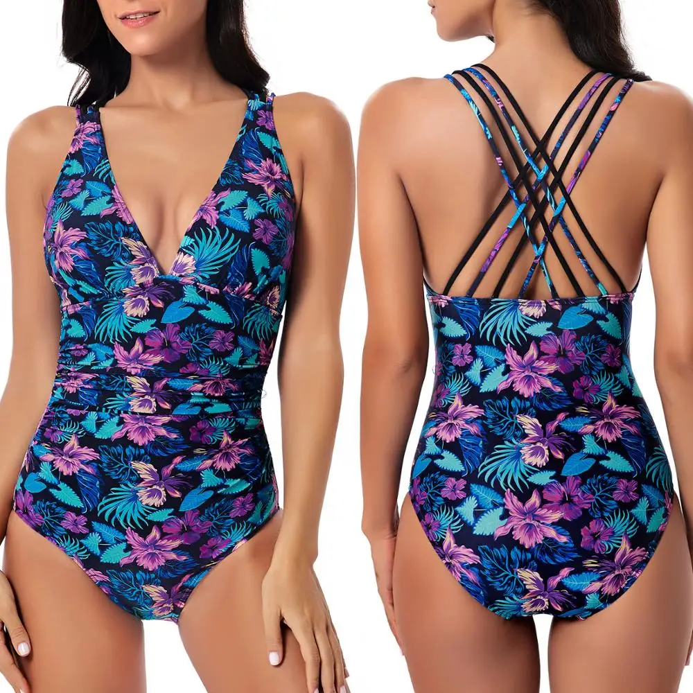 Women's Sexy One-piece Swimsuit Printed Camisole Slimming Swimwear Deep V Eight Halter Straps Crossed Back Monikini Bathing Suit
Women's Sexy One-piece Swimsuit Printed Camisole Slimming Swimwear Deep V Eight Halter Straps Crossed Back Monikini Bathing Suit