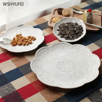 2Pcs Direct court embossed pure white round platter bone china steak salad snack plate home storage decorative tableware
2Pcs Direct court embossed pure white round platter bone china steak salad snack plate home storage decorative tableware