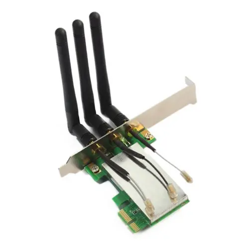 GTFS Hot New Mini PCI-E to PCI-E Express X1 Wireless WIFI adapter card with 3 Antennas
GTFS Hot New Mini PCI-E to PCI-E Express X1 Wireless WIFI adapter card with 3 Antennas