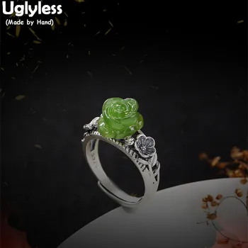 Uglyless Real S 925 Sterling Silver Natural Jasper Plum Flower Rings Vintage Hollow Women Ethnic Green Jade Ring Handmade Bijoux
Uglyless Real S 925 Sterling Silver Natural Jasper Plum Flower Rings Vintage Hollow Women Ethnic Green Jade Ring Handmade Bijoux