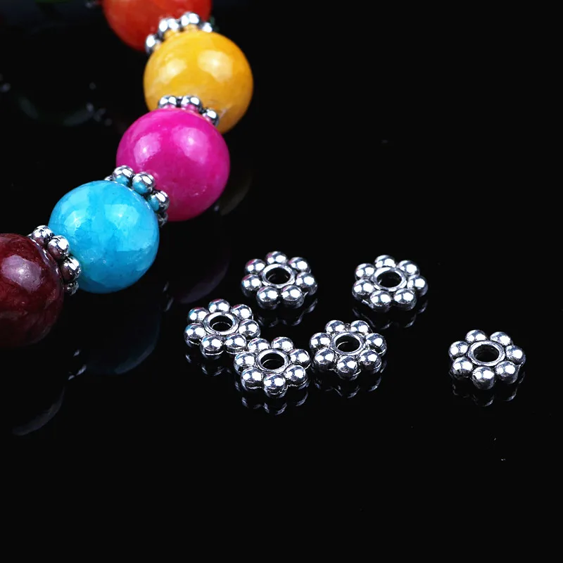 

5mm Zinc Alloy Daisy Flower Spacer Beads Metal Tibetan Silver Beads For Necklace Bracelet Jewelry Accessories 500pcs/lot