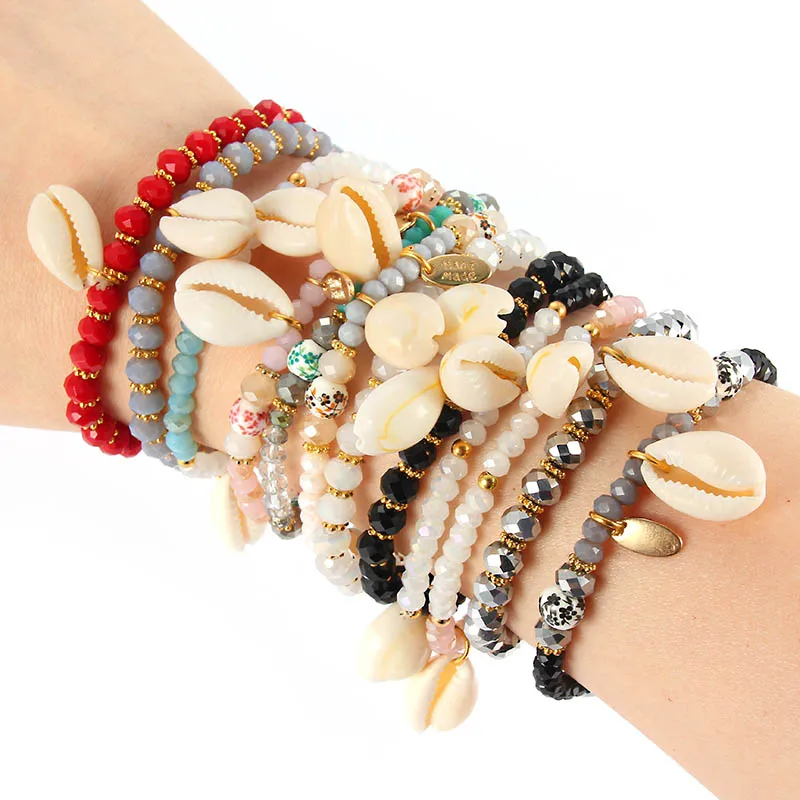 Fashion Boho Sea Shell Scallop Rose Gold Charm Bracelets & Bangles Women Jewelry Crystal Beads Elastic Force Bracelet Set Gifts
Fashion Boho Sea Shell Scallop Rose Gold Charm Bracelets & Bangles Women Jewelry Crystal Beads Elastic Force Bracelet Set Gifts