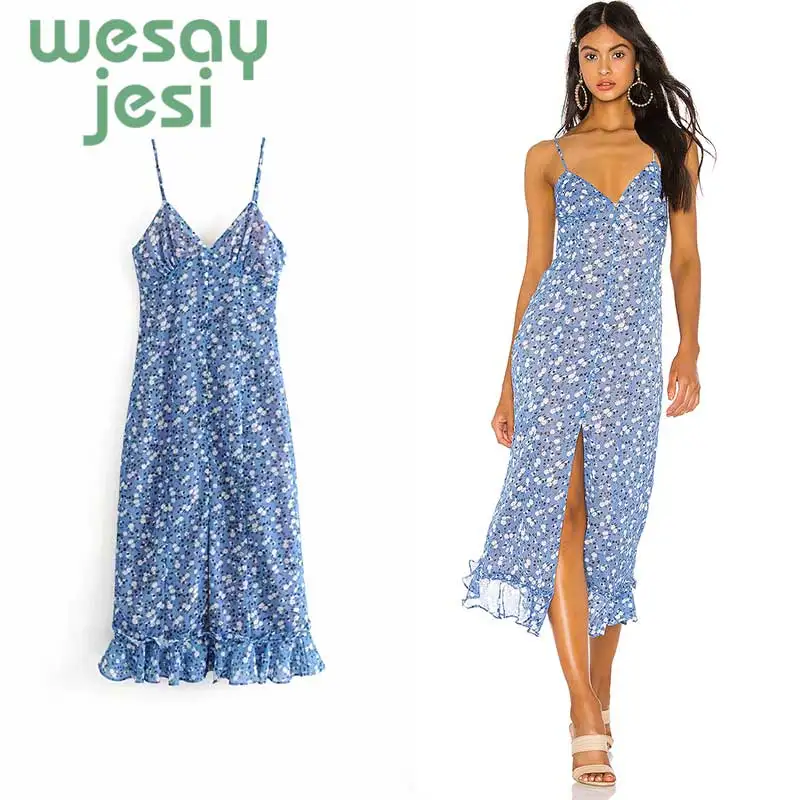 Women Dress Elegant floral pring blue Dress Stylish Sexy v-neck 2019 sexy sweet summer Sundress vestidos
Women Dress Elegant floral pring blue Dress Stylish Sexy v-neck 2019 sexy sweet summer Sundress vestidos