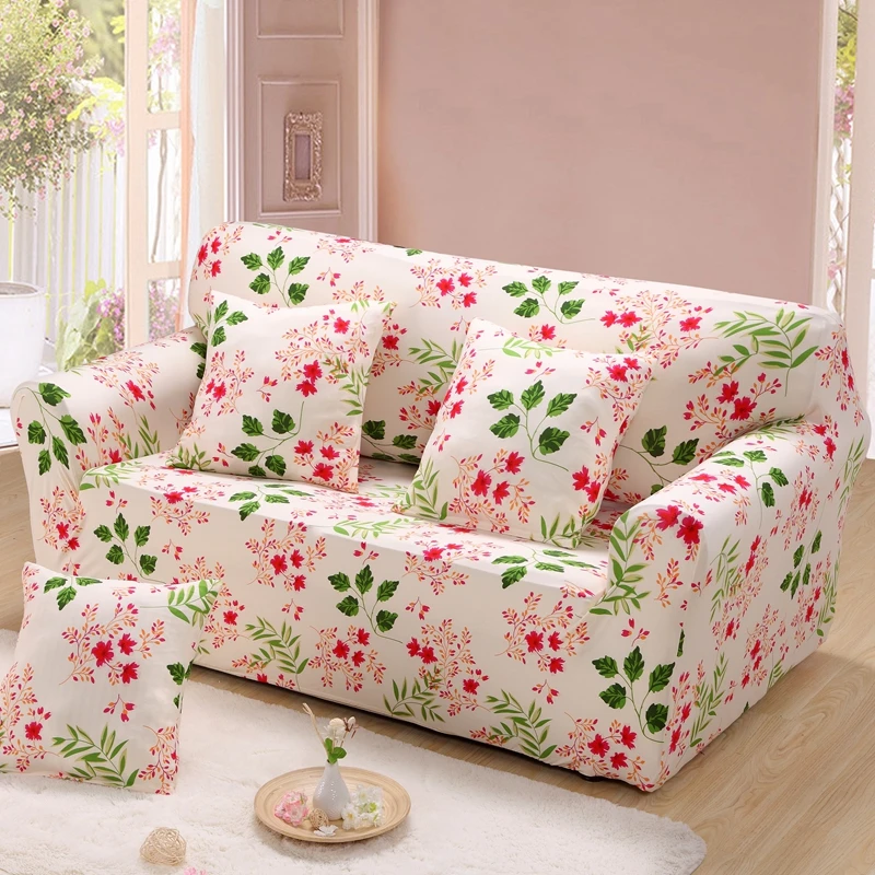 Image Small flowers pastoral style single seat cover for sofas anti static sofa slip covers for sectional multi size polyester spandex