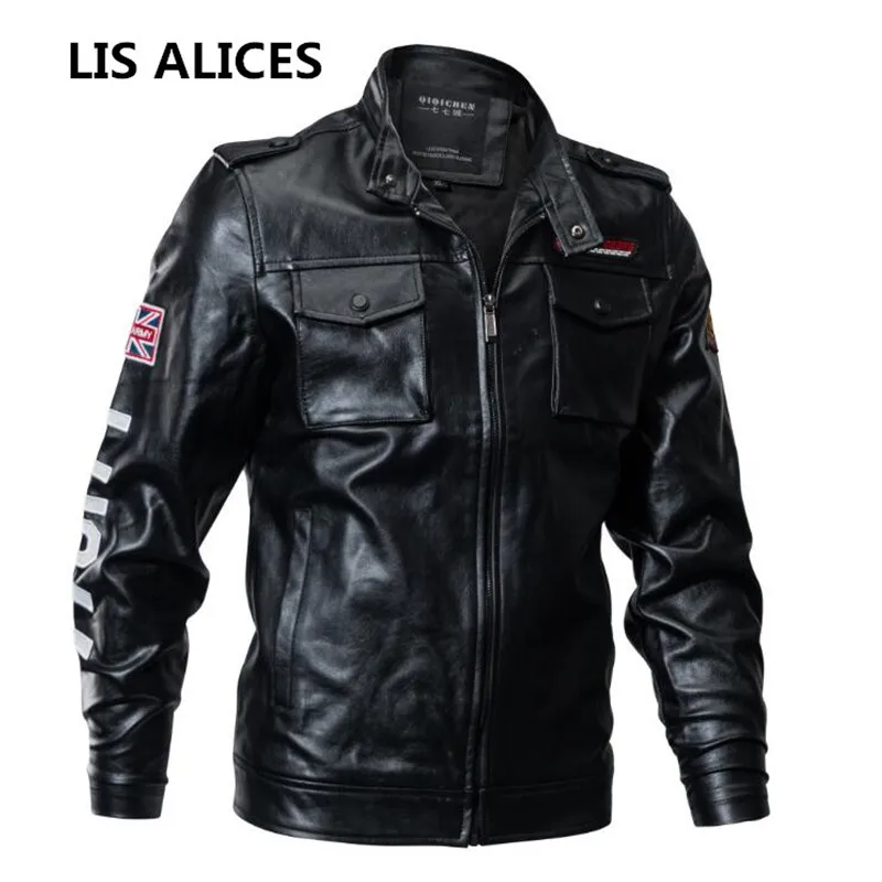Men PU Leather Military Jakcet Slim Fit Casual Coats Black 2018 New Arrival Spring big 4XL Stand Collar Pockets Clothing Male
Men PU Leather Military Jakcet Slim Fit Casual Coats Black 2018 New Arrival Spring big 4XL Stand Collar Pockets Clothing Male