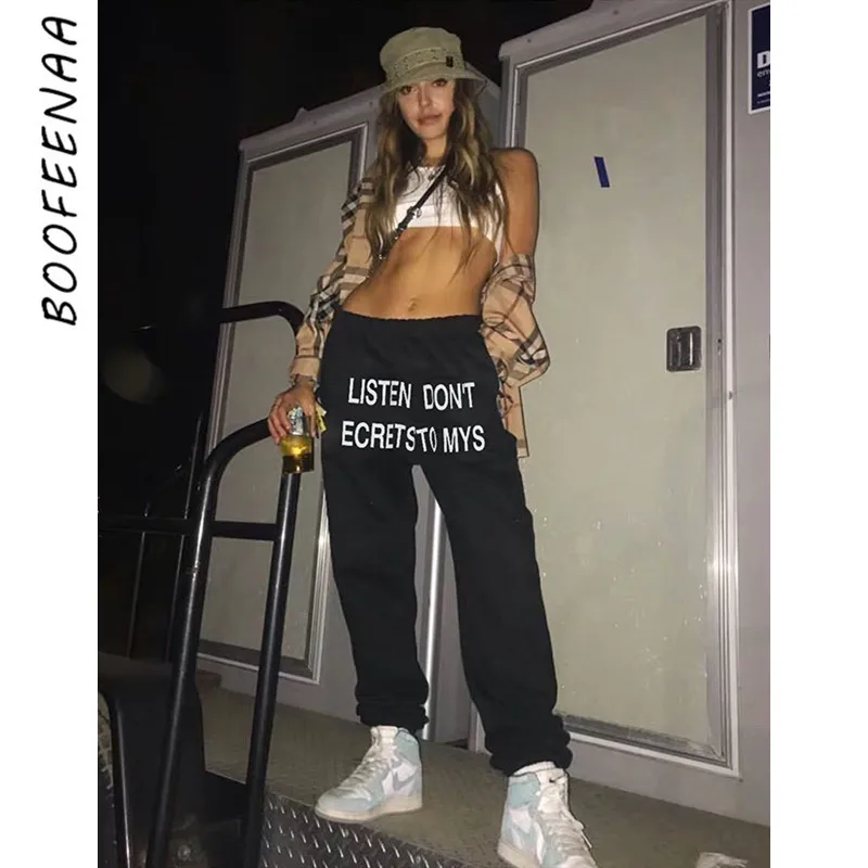 BOOFEENAA Letter Print Grey Black Harem Pants Women Streetwear Joggers High Waist Sweatpants Loose Casual Trousers C67-AH25
BOOFEENAA Letter Print Grey Black Harem Pants Women Streetwear Joggers High Waist Sweatpants Loose Casual Trousers C67-AH25