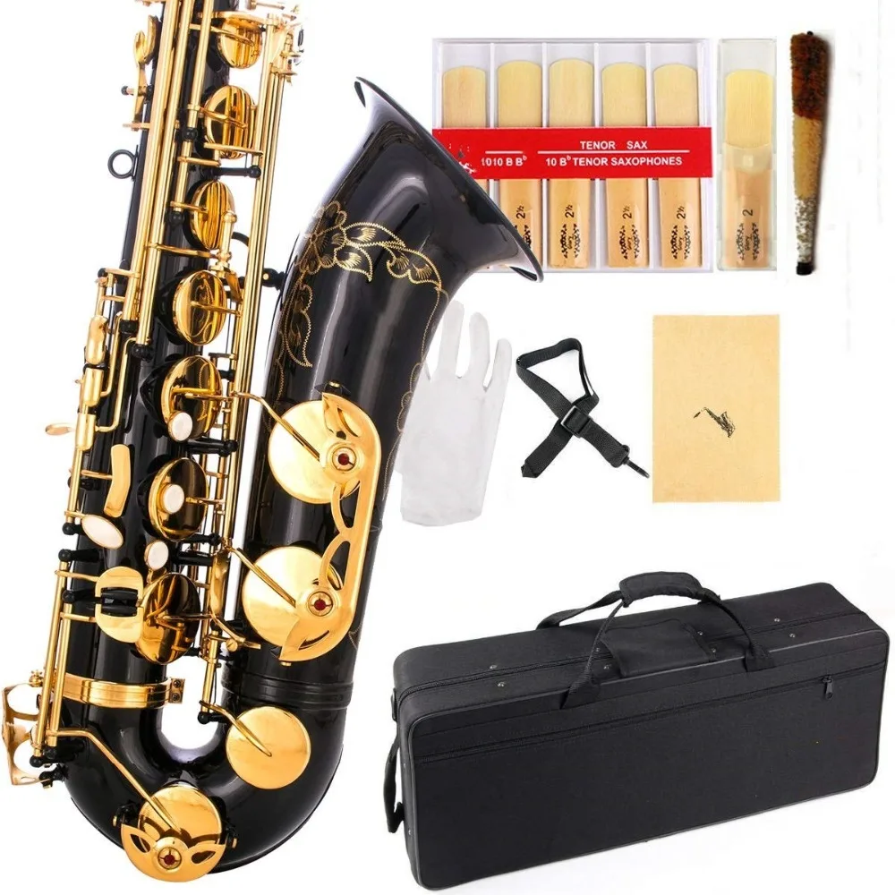 Black/Gold B Flat Tenor Saxophone with Case,10pc Reeds,Mouth Piece,Screw Driver,Nipper. A pair of gloves, Soft Cleaning Cloth.
Black/Gold B Flat Tenor Saxophone with Case,10pc Reeds,Mouth Piece,Screw Driver,Nipper. A pair of gloves, Soft Cleaning Cloth.