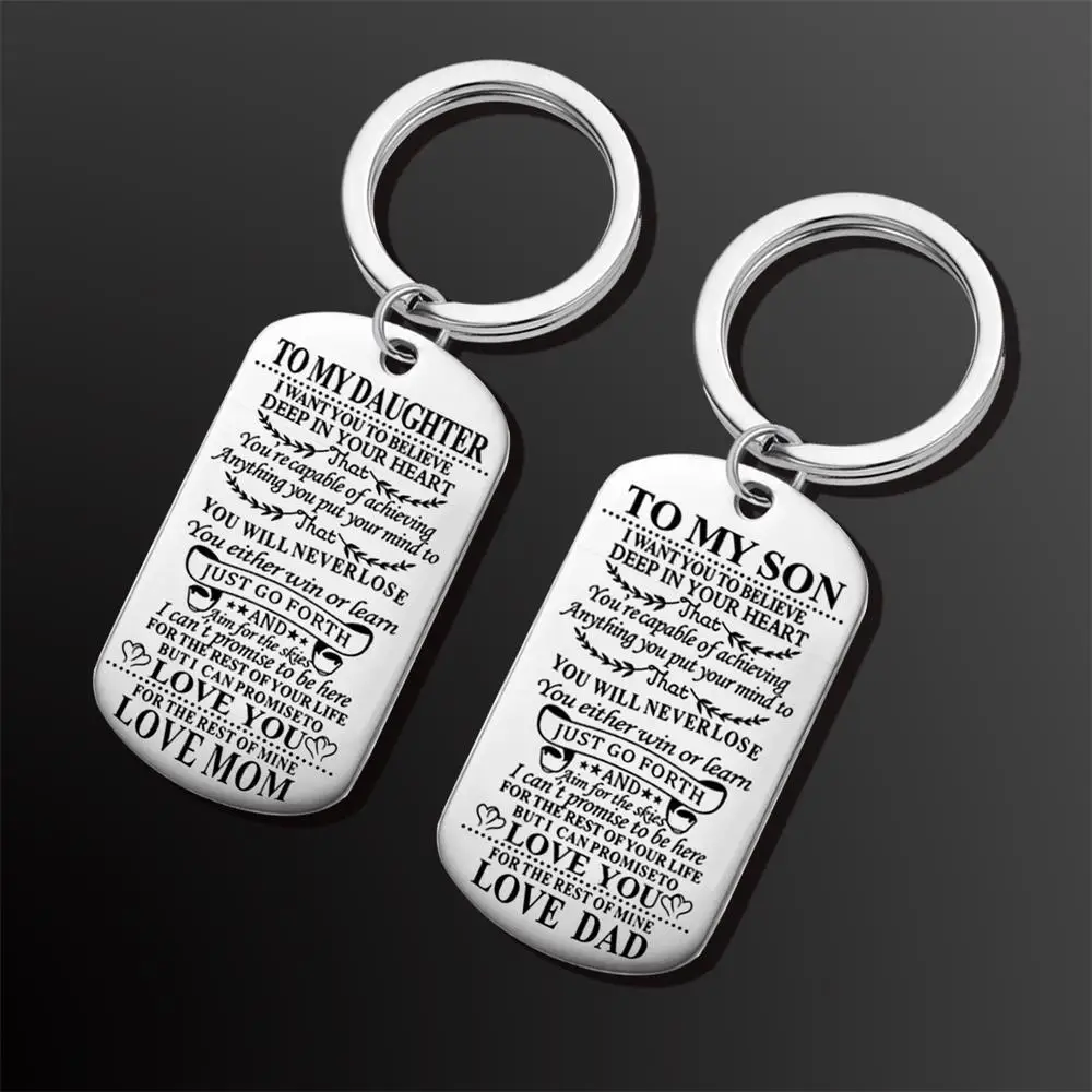 New Custom Stainless Steel Keychain Laser Engraved Letter Trinket Dad Mom Car Key Ring Daughter Son Family Key Chain Porte Clef
New Custom Stainless Steel Keychain Laser Engraved Letter Trinket Dad Mom Car Key Ring Daughter Son Family Key Chain Porte Clef
