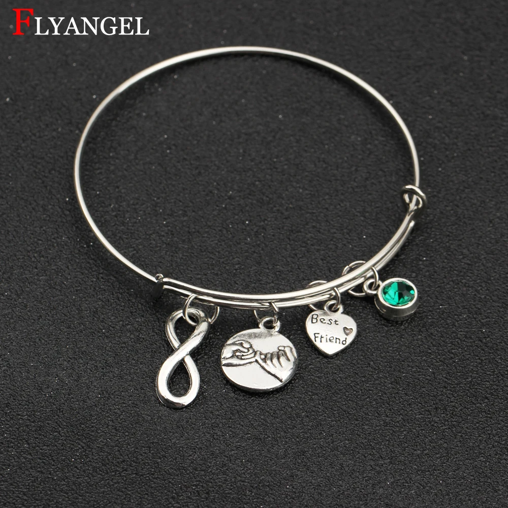 FLYANGEL Pinky Promise Gift For Best Friend 12 Birthstone Crystal Charm Infinity Expandable Bangle Women Men Couples Bracelet
FLYANGEL Pinky Promise Gift For Best Friend 12 Birthstone Crystal Charm Infinity Expandable Bangle Women Men Couples Bracelet