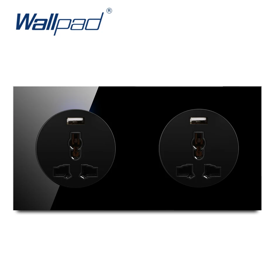 Wallpad Double USB 3 Pin MF Socket Crystal Tempered Pure Black Glass Panel Wall Power Socket Outlet Grounded
Wallpad Double USB 3 Pin MF Socket Crystal Tempered Pure Black Glass Panel Wall Power Socket Outlet Grounded