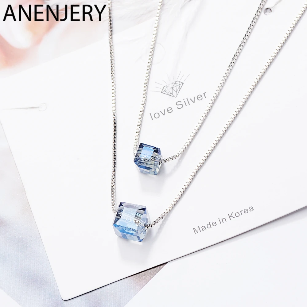 ANENJERY 925 Sterling Silver Necklace Double Layer Square Candy Synthetic Crystal Necklaces For Women Chain Choker Gift S-N387
ANENJERY 925 Sterling Silver Necklace Double Layer Square Candy Synthetic Crystal Necklaces For Women Chain Choker Gift S-N387