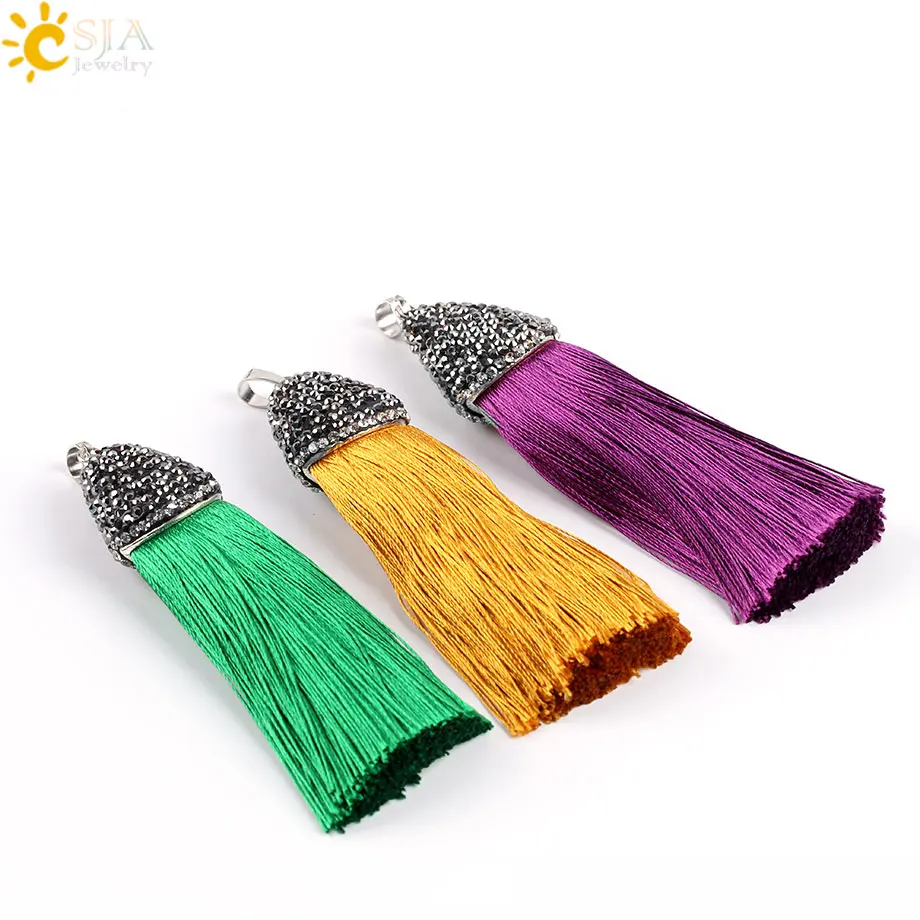 CSJA Red Colorful Black Silk Satin Tassel Charms for DIY Necklace Pendant Earring Rhinestone Cap Jewelry Accessories Making E631
CSJA Red Colorful Black Silk Satin Tassel Charms for DIY Necklace Pendant Earring Rhinestone Cap Jewelry Accessories Making E631