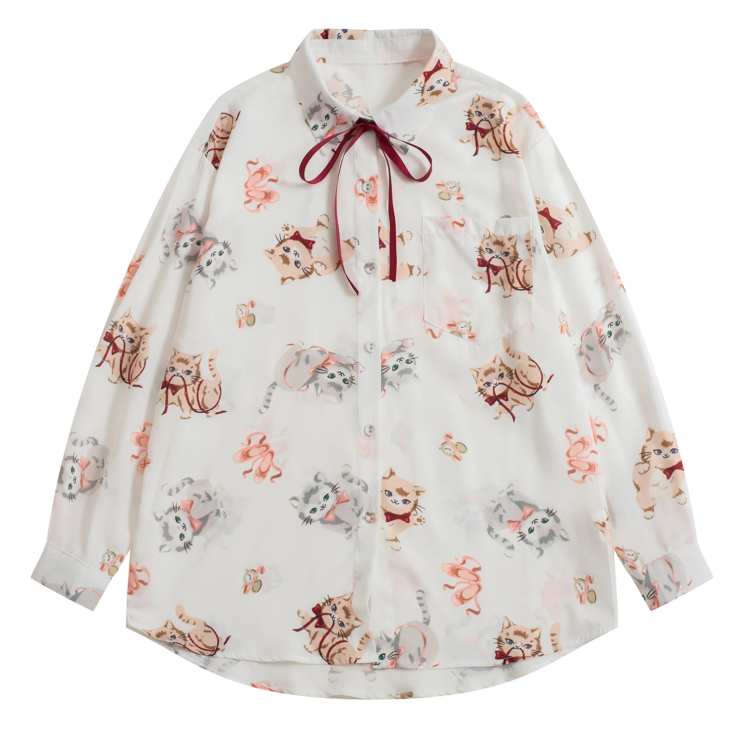 2019 New WomenDesign Sweet Women Chiffon Blouse Bow Tie Cute Cats Print Loose Chiffon Shirts Tops Long Sleeve
2019 New WomenDesign Sweet Women Chiffon Blouse Bow Tie Cute Cats Print Loose Chiffon Shirts Tops Long Sleeve