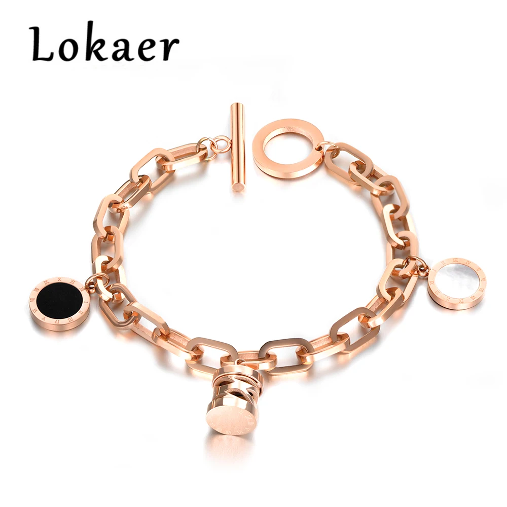 Lokaer Stainless Steel 2 Colors Bracelet Bangle Classical Black & white Shell Round Roma Letter Link Chain Bangle Jewelry
Lokaer Stainless Steel 2 Colors Bracelet Bangle Classical Black & white Shell Round Roma Letter Link Chain Bangle Jewelry