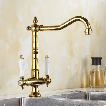 Kitchen sink faucet Mixer Cold And Hot Double Handle Swivel Spout Gold/Black/Chrome/Antique Kitchen Water Sink Mixer Tap Faucet
Kitchen sink faucet Mixer Cold And Hot Double Handle Swivel Spout Gold/Black/Chrome/Antique Kitchen Water Sink Mixer Tap Faucet
