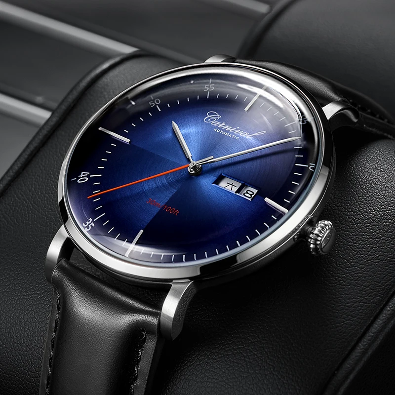 New Carnival Mechanical Automatic Watch Men Reloj Hombre Leather Strap Mens Watches Top Brand Luxury Waterproof Wristwatch Blue
New Carnival Mechanical Automatic Watch Men Reloj Hombre Leather Strap Mens Watches Top Brand Luxury Waterproof Wristwatch Blue