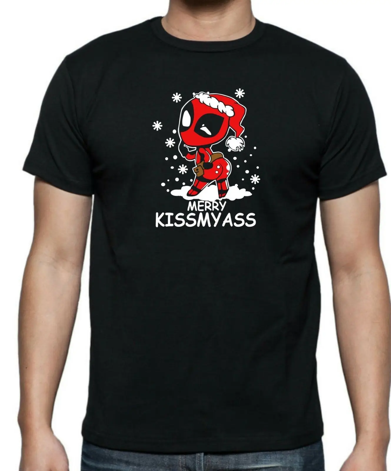 Unisex Ladies Fitted Humorous Funny DEADPOOL MERRY KISSMYASS Christmas Men's T-shirt
Unisex Ladies Fitted Humorous Funny DEADPOOL MERRY KISSMYASS Christmas Men's T-shirt