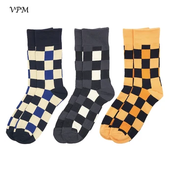 VPM Fashion Combed Cotton Men Dress Socks Autumn Winter Orange Black Blue White Square Grid Business Sock for Male 3 Pairs/Lot
VPM Fashion Combed Cotton Men Dress Socks Autumn Winter Orange Black Blue White Square Grid Business Sock for Male 3 Pairs/Lot