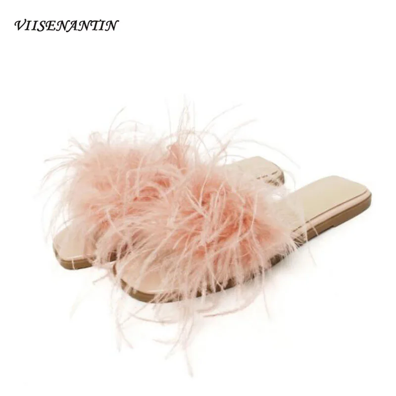 VIISENANTIN Girls Ostrich Hair Nice Summer Slides Pink White Lazy Shoe Beach Flip Flops Elegant Lady Slipper 
VIISENANTIN Girls Ostrich Hair Nice Summer Slides Pink White Lazy Shoe Beach Flip Flops Elegant Lady Slipper