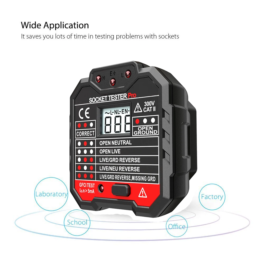 US Plug Socket Testers LCD Display Voltage Test Socket detector Ground Zero Line Plug Polarity Phase Check GFCI Tester
US Plug Socket Testers LCD Display Voltage Test Socket detector Ground Zero Line Plug Polarity Phase Check GFCI Tester