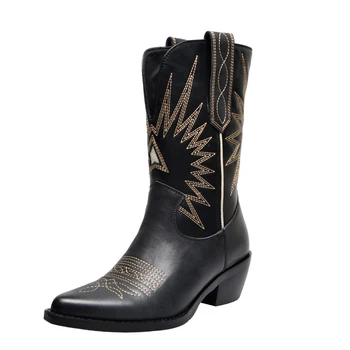 RIBETRINI Retro Genuine Leather Western Boots Chunky Heels Boots Woman Shoes Women Casual Cowboy Boots Shoes Woman Boots Female
RIBETRINI Retro Genuine Leather Western Boots Chunky Heels Boots Woman Shoes Women Casual Cowboy Boots Shoes Woman Boots Female