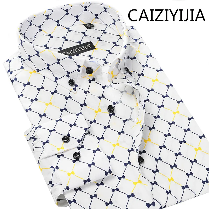 CAIZIYIJIA Mens Casual Silm fit Long Sleeve Striped Dress Shirts Fashion Diamond Plaid Printed Camisa Silm Masculina
CAIZIYIJIA Mens Casual Silm fit Long Sleeve Striped Dress Shirts Fashion Diamond Plaid Printed Camisa Silm Masculina
