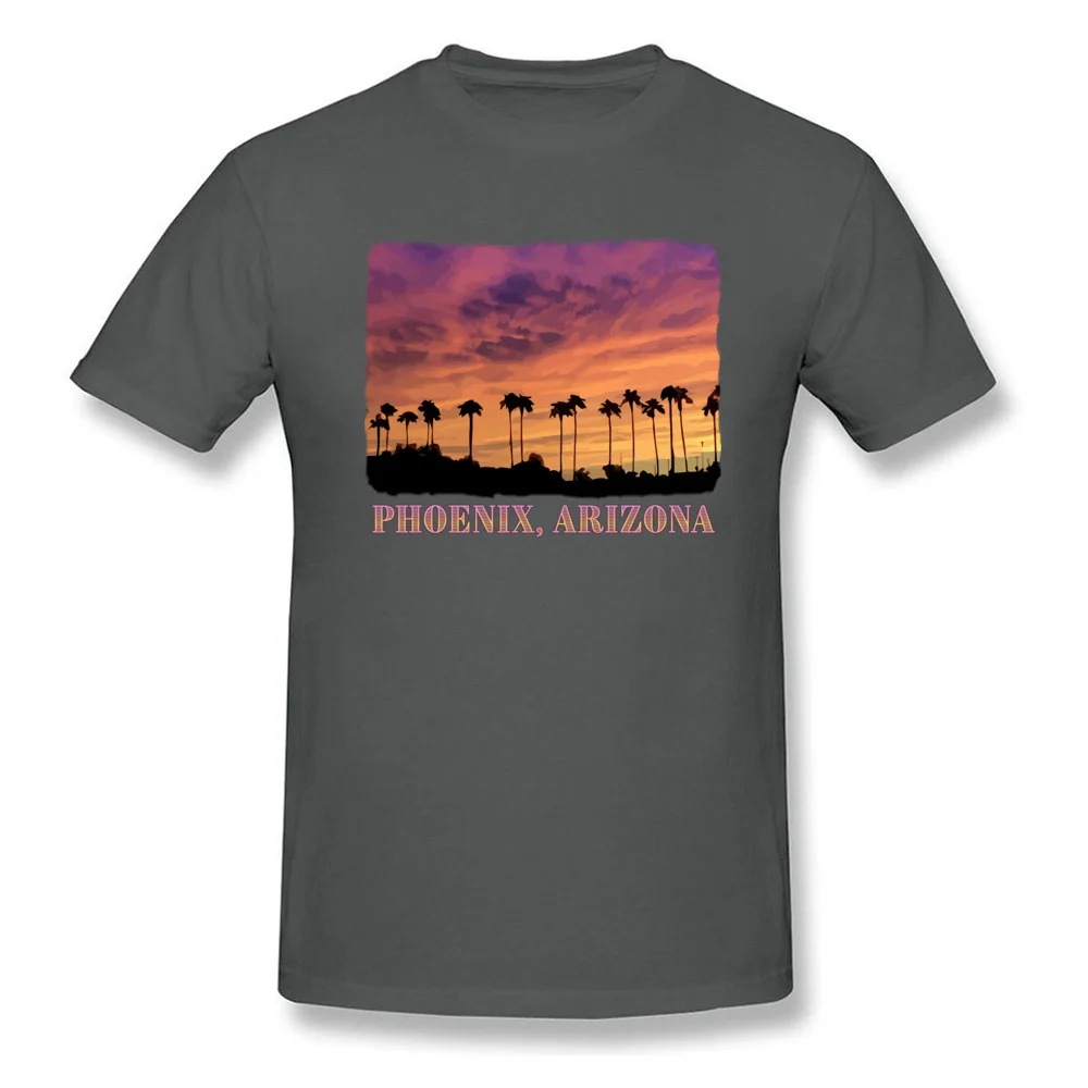 Newest Adult T-shirts Crew Neck Short Sleeve Cotton Casual T Shirt Hip hop Clothing Shirt Free Shipping Phoenix Arizona Beautiful Sunset Palm Trees carbon