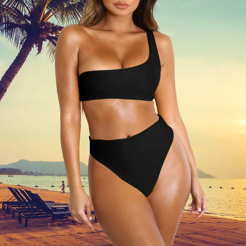 Women Sexy Swimsuits Bikini Set Padded Push Up 2 Pieces One Shoulder Top with High Waist Briefs Bottom Swimwear Bathing Suits
Women Sexy Swimsuits Bikini Set Padded Push Up 2 Pieces One Shoulder Top with High Waist Briefs Bottom Swimwear Bathing Suits