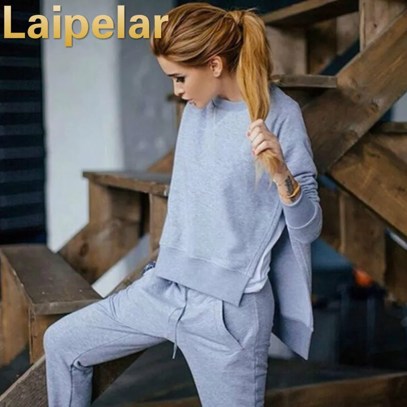 Autumn Tracksuit Long Sleeve Slit Solid Sweatshirts Casual Suit Women Clothing 2 Piece Set Tops+Pants Sporting Suit Female
Autumn Tracksuit Long Sleeve Slit Solid Sweatshirts Casual Suit Women Clothing 2 Piece Set Tops+Pants Sporting Suit Female