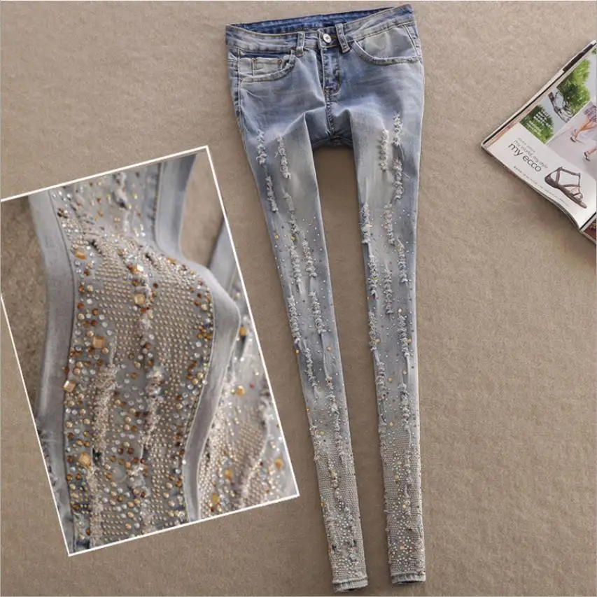 wholesale diamond beading embroidered cotton jeans European female Manually worn diamond rhinestone pencil trousers wq2194
wholesale diamond beading embroidered cotton jeans European female Manually worn diamond rhinestone pencil trousers wq2194