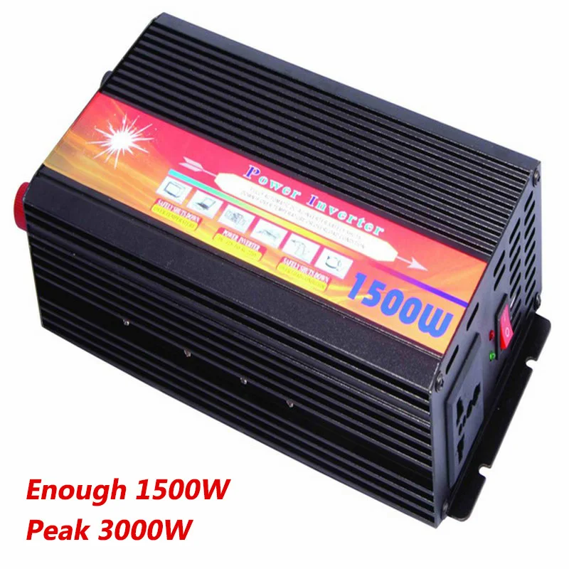 Peak Power 3000W Inverter Rate 1500 Car Charger Power Inverter Converter 12 v to 220v inversor With US UK EU AU Universal Socket (6)