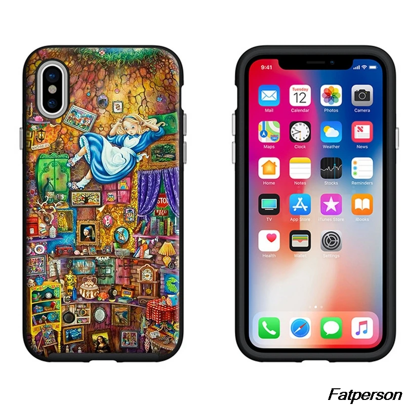 Черный мягкий силиконовый чехол Cheshire cat из ТПУ для Apple iPhone 7 7plus X 8 8plus 6 6splus 6s 6plus 5 5s SE