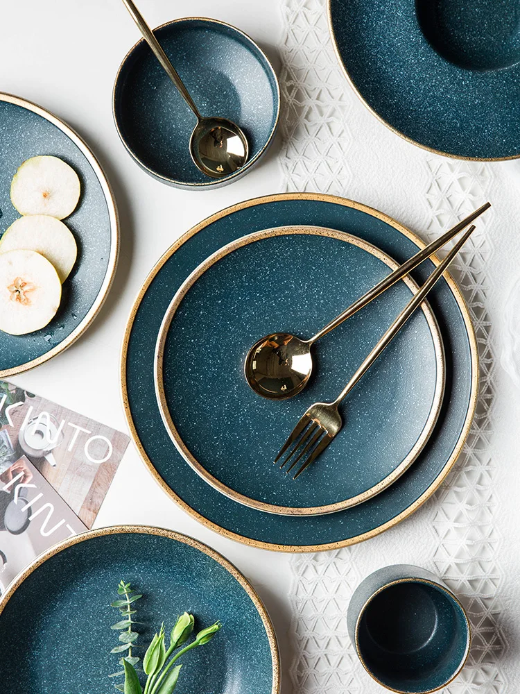 EECAMAIL Nordic Gold-plated Ceramic Tableware Household Rice Bowl Flat Plate Steak Plate Soup Bowl Cup
EECAMAIL Nordic Gold-plated Ceramic Tableware Household Rice Bowl Flat Plate Steak Plate Soup Bowl Cup
