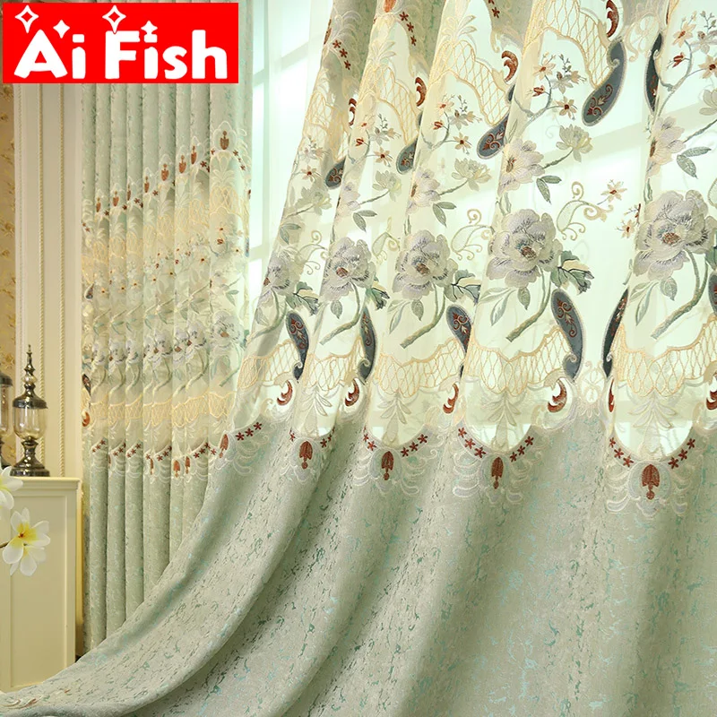 Embroidered Luxury European Style Curtains for Living Room Green Blackout Curtain Fabric and Sheer Curtains for Bedroom M013-40
Embroidered Luxury European Style Curtains for Living Room Green Blackout Curtain Fabric and Sheer Curtains for Bedroom M013-40