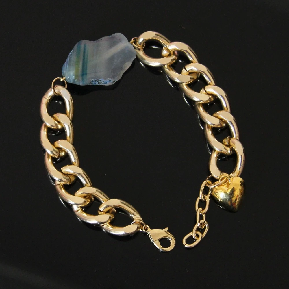 CirGen,Fashion Nature Stone Gold Color Chain & Link Bracelets Heart Pendant Bangle Bracelet Women Jewelry Item C42
CirGen,Fashion Nature Stone Gold Color Chain & Link Bracelets Heart Pendant Bangle Bracelet Women Jewelry Item C42
