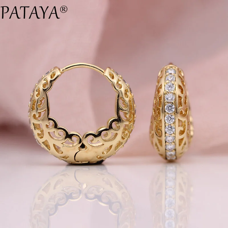 PATAYA New White Round Natural Zircon Circle Earrings Women Fashion Party Hollow Jewelry 585 Rose Gold Wedding Dangle Earrings
PATAYA New White Round Natural Zircon Circle Earrings Women Fashion Party Hollow Jewelry 585 Rose Gold Wedding Dangle Earrings