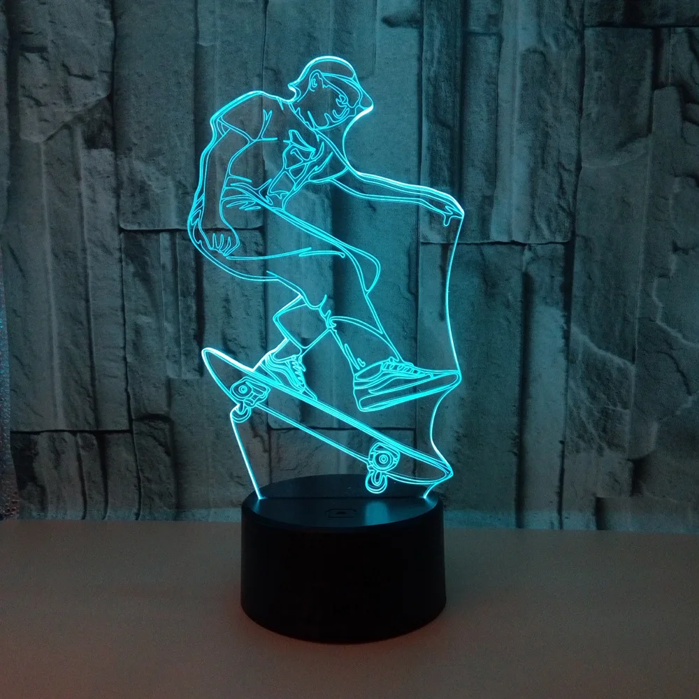 New Skateboard Sports 3d Night Lighting Gift Atmosphere 3d Led Small Table Lamps For Living Room Lovely cartoon children's toys
New Skateboard Sports 3d Night Lighting Gift Atmosphere 3d Led Small Table Lamps For Living Room Lovely cartoon children's toys