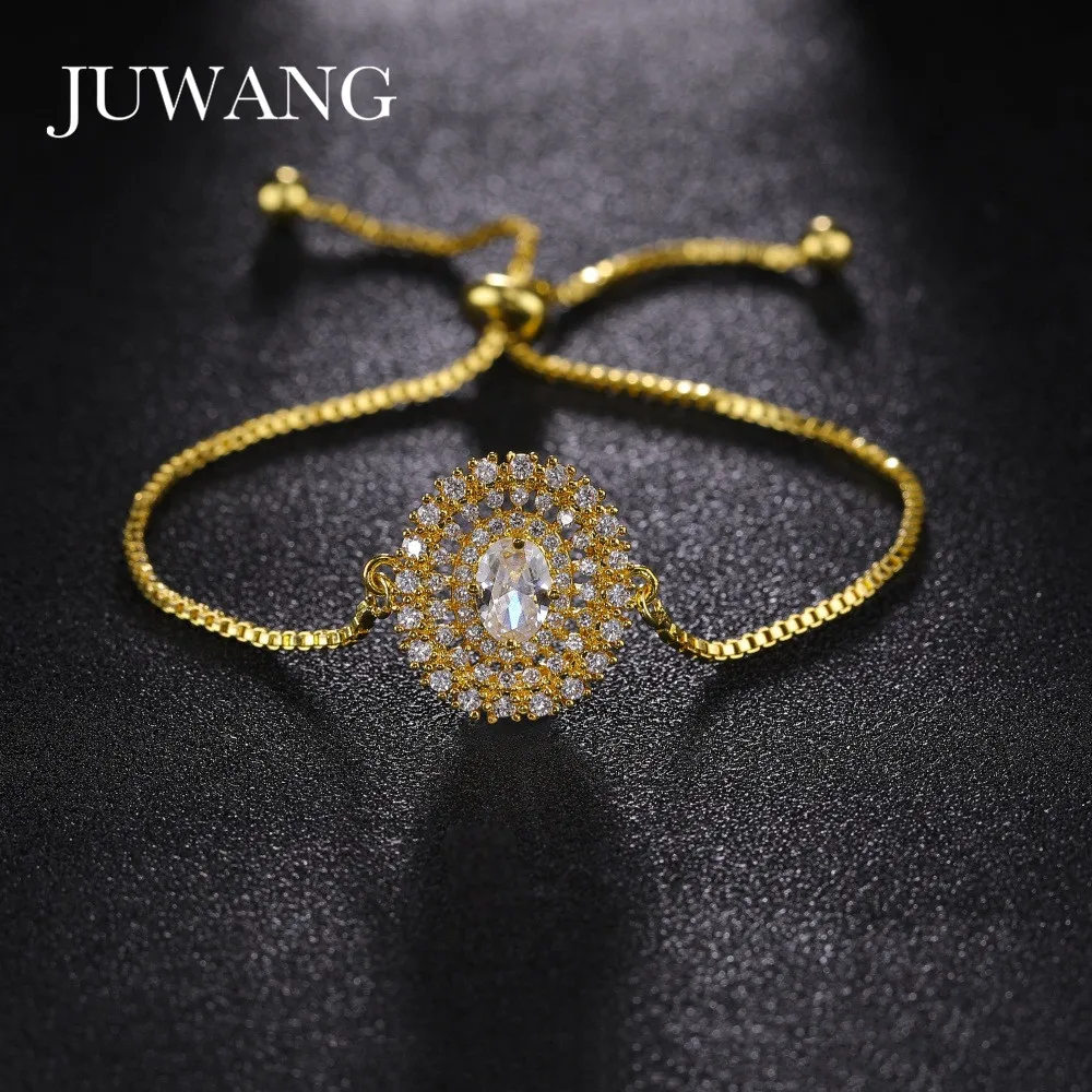JUWANG Brand Designs Round Cubic Zirconia Charm Bracelet Rhinestone Gold/Sliver Color Chain Link Strand Bracelets for Woman
JUWANG Brand Designs Round Cubic Zirconia Charm Bracelet Rhinestone Gold/Sliver Color Chain Link Strand Bracelets for Woman