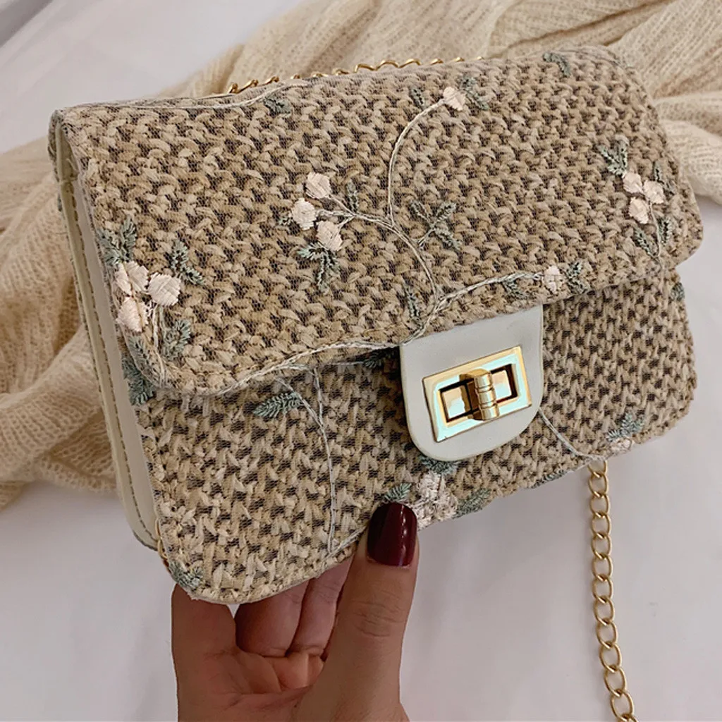 Weaving Crossbody Bag For Women Solid Color Flower Straw Chain Shoulder Bag Women’s Messenger small square bag Shopping Handbags
Weaving Crossbody Bag For Women Solid Color Flower Straw Chain Shoulder Bag Women’s Messenger small square bag Shopping Handbags