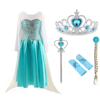 Hot Costume Elsa Anna Girl Dress Girl's Party Princess Cosplay Baby Dresses Children Kids For Girls Elza Vestidos with Crown Set
Hot Costume Elsa Anna Girl Dress Girl's Party Princess Cosplay Baby Dresses Children Kids For Girls Elza Vestidos with Crown Set