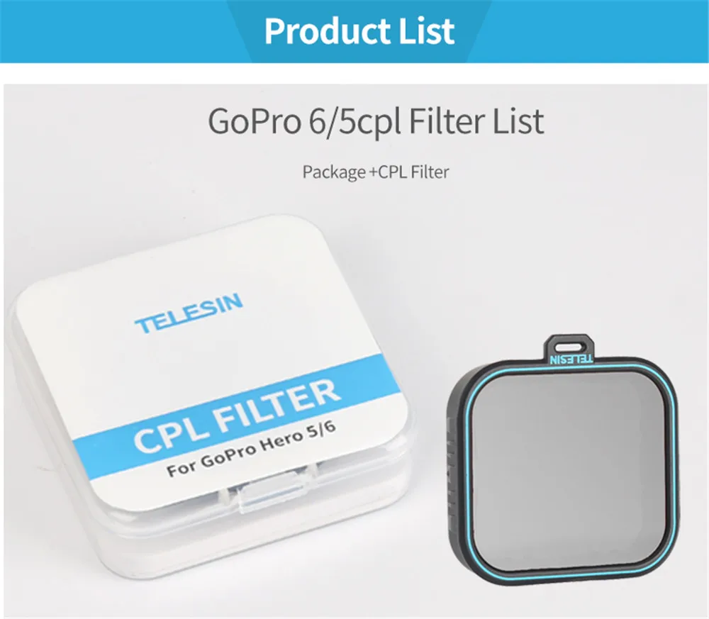 TELESIN Polarizing Filter Polarizer Filter CPL Lens Filter + Lens Cap for GoPro Hero 5 6 7 Black Photography Accessories