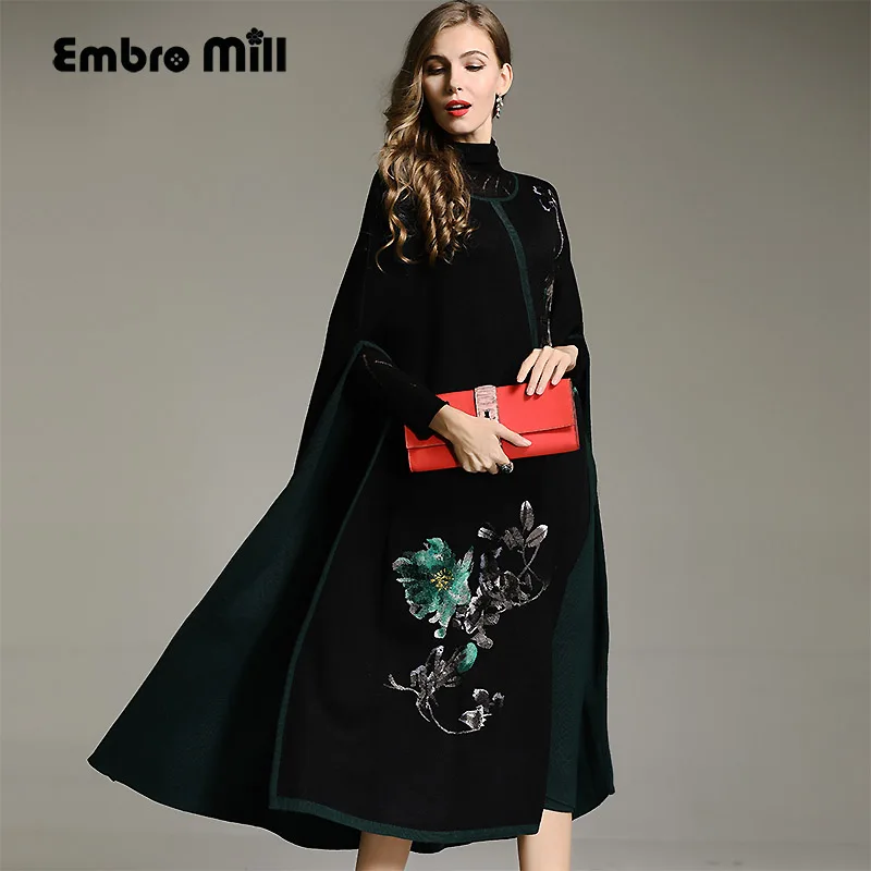 Women vintage floral wool Cloak trench coat embroidery flower elegant loose lady casual knit Cape Outerwear female M-XXL
Women vintage floral wool Cloak trench coat embroidery flower elegant loose lady casual knit Cape Outerwear female M-XXL